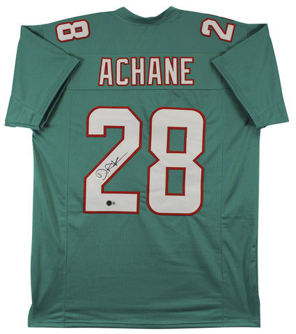 De'Von Achane Authentic Signed Teal Pro Style Jersey Autographed BAS Witnessed
