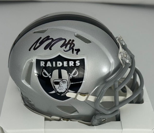 Raiders Receiver DAVANTE ADAMS Signed Riddell Speed Mini Helmet AUTO - BAS