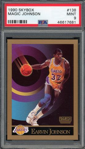 Magic Johnson Los Angeles Lakers 1990 Skybox Basketball Card #138 PSA 9 MINT