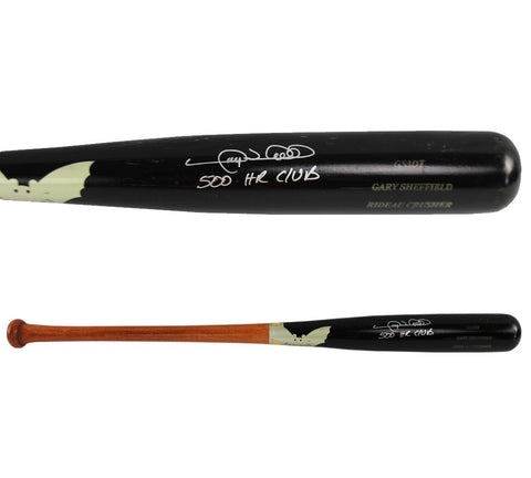 Gary Sheffield Signed New York Yankees SAM Black MLB Bat - 500 HR Club Insc