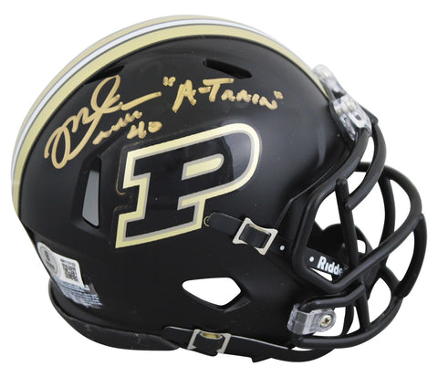 Purdue Mike Alstott "A-Train" Signed Black Speed Mini Helmet BAS Wit #4W113133
