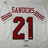 Autographed/Signed Deion Sanders San Francisco White Alt Jersey Beckett BAS COA