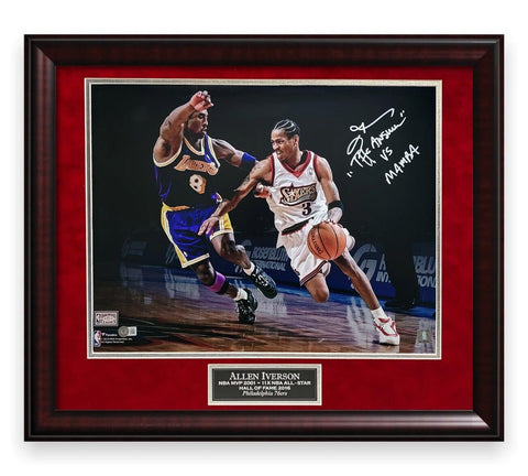 Allen Iverson Autographed Photo Framed to 20x24 w/ "The Answer Vs Mamba" Beckett