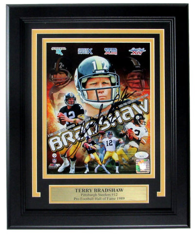 Terry Bradshaw HOF Pittsburgh Steelers Signed/Auto 8x10 Photo Framed JSA 163381