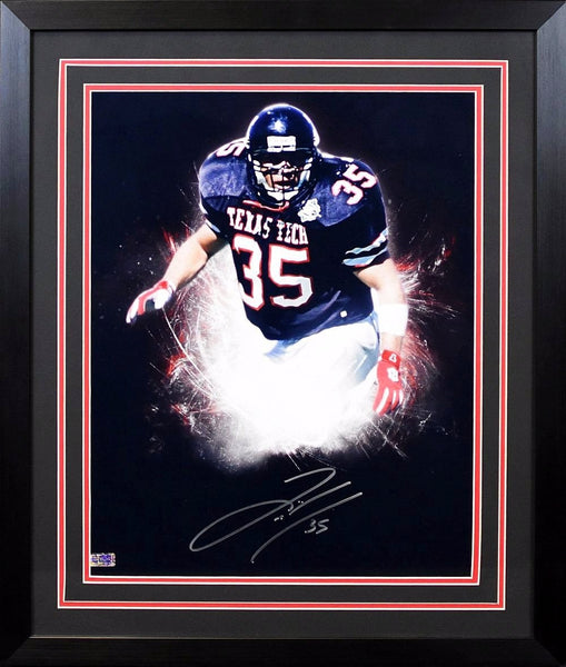 ZACH THOMAS AUTOGRAPHED TEXAS TECH RED RAIDERS 16x20 FRAMED PHOTO COA