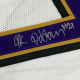 FRAMED Autographed/Signed JK J.K. DOBBINS 33x42 Baltimore White Jersey JSA COA