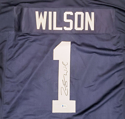 BYU COUGARS ZACH WILSON AUTOGRAPHED NAVY BLUE JERSEY BECKETT BAS STOCK #191151