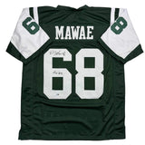 Autographed/Signed Kevin Mawae HOF 2019 New York Green Jersey Beckett BAS COA
