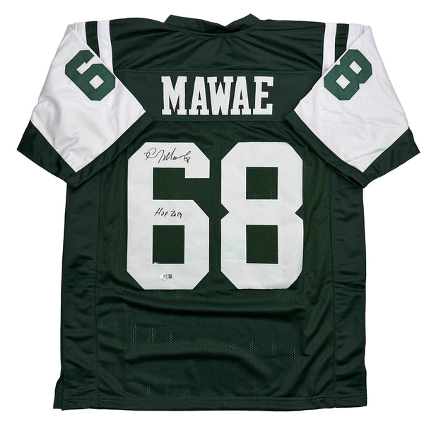 Autographed/Signed Kevin Mawae HOF 2019 New York Green Jersey Beckett BAS COA