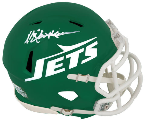 Mark Gastineau Signed Jets Green T/B Riddell Speed Mini Helmet - (SCHWARTZ COA)