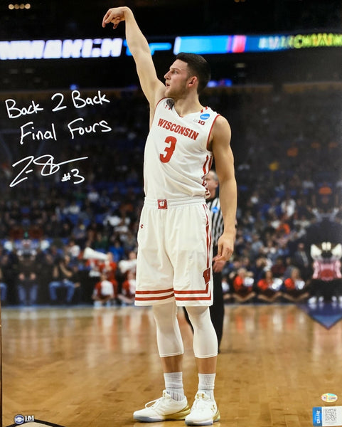 WI Badgers Basketball ZAK SHOWALTER Signed 16x20 Photo #2 AUTO w/ B2B FINAL 4