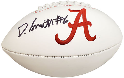 DEVONTA SMITH AUTOGRAPHED SIGNED ALABAMA WHITE LOGO FOOTBALL BECKETT 190001