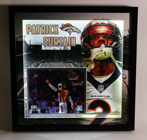 Patrick Surtain II Autographed 8x10 Photo Pointing Lighted Framed Beckett COA