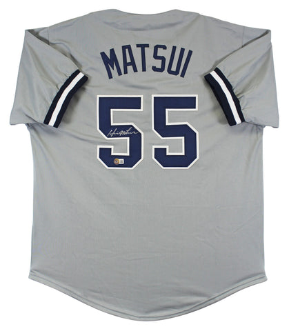 Hideki Matsui Authentic Signed Grey Pro Style Jersey Autographed BAS Witnessed