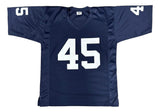 Rudy Ruettiger Sean Astin Notre Dame Signed Blue Never Quit Jersey BAS+JSA