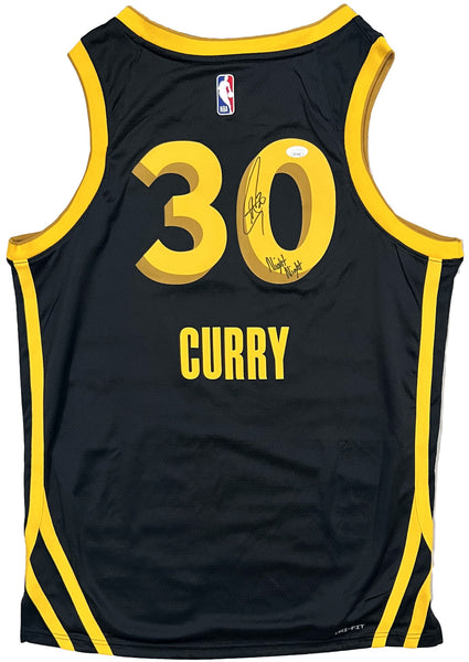 Stephen Curry GS Warriors Signed Night Night Insc Authentic Nike City Jersey JSA