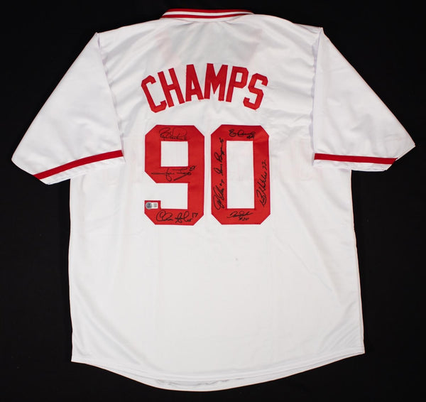 1990 World Series Champion Reds Team-Signed Jersey by 8 w/Larkin, Davis, Rijo +5