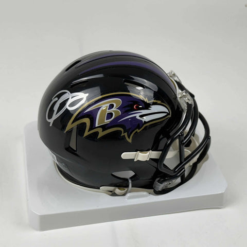Autographed/Signed Odell Beckham Jr Baltimore Ravens Mini Helmet Beckett BAS COA