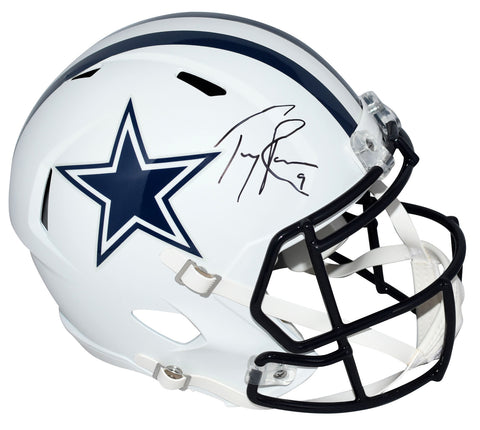 TONY ROMO SIGNED DALLAS COWBOYS FLAT WHITE FULL SIZE SPEED HELMET BECKETT
