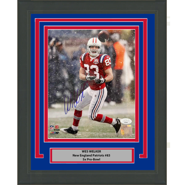 Framed Autographed/Signed Wes Welker New England Patriots 8x10 Photo JSA COA #2