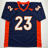 Autographed/Signed Willis McGahee Denver Blue Football Jersey JSA COA