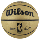 Magic Johnson & Shaquille O'Neal Signed Gold Wilson Basketball w/ Case BAS Wit