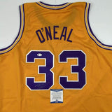 Autographed/Signed Shaquille Shaq O'Neal LSU Yellow Jersey Beckett BAS COA