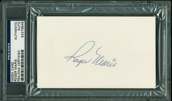 Yankees Roger Maris Authentic Signed 3x5 Index Card Autographed PSA/DNA Slabbed