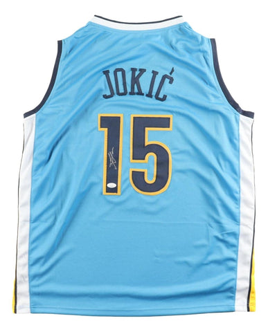 Nikola Jokic Denver Signed Light Blue Basketball Jersey JSA Hologram