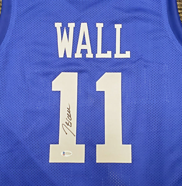 KENTUCKY WILDCATS JOHN WALL AUTOGRAPHED BLUE JERSEY BECKETT BAS STOCK #189804