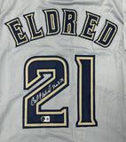 CAL ELDRED Signed Custom Replica Gray Brewers Jersey AUTO - BAS