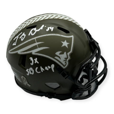 Tedy Bruschi Signed Autographed Patriots STS Mini Helmet w/ "3x SB Champ" JSA