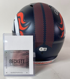 Dre Greenlaw Autographed Denver Broncos Navy Replica Helmet Beckett COA