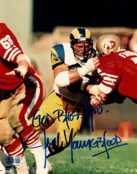 Jack Youngblood Autographed St. Louis Rams 8x10 Photo God Bless Beckett 56640