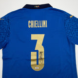Autographed/Signed Giorgio Chiellini Italy Blue Soccer Jersey Beckett COA