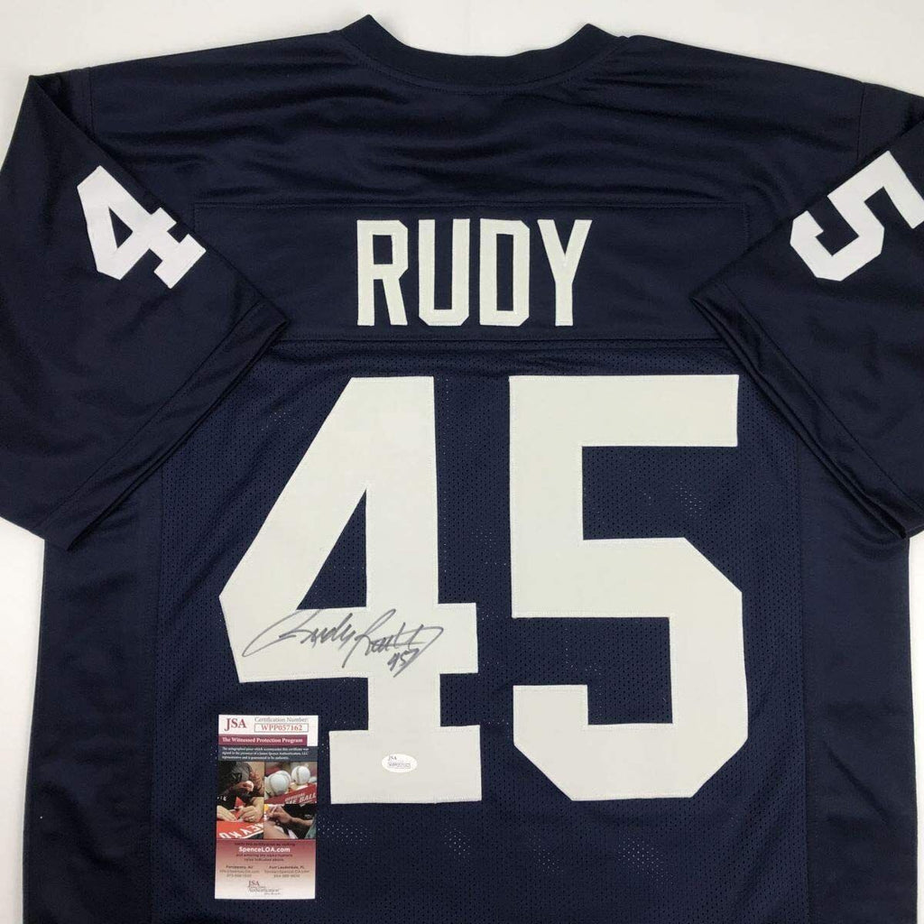 Autographed/Signed Rudy Ruettiger Notre Dame Blue Rudy College Jersey ...