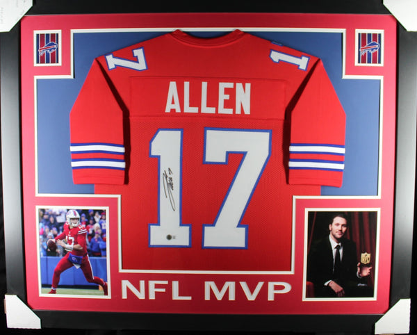 JOSH ALLEN (Bills red SKYLINE NFL MVP) Signed Autographed Framed Jersey Beckett