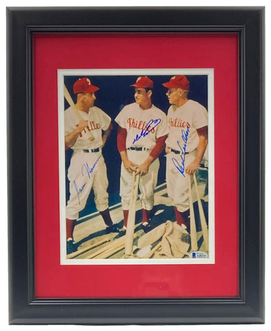 Ashburn Ennis Hamner Signed Framed 8x10 Philadelphia Phillies Photo BAS