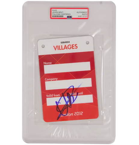 Usain Bolt Signed 2012 London Olympics Villages Pass - PSA Authentic