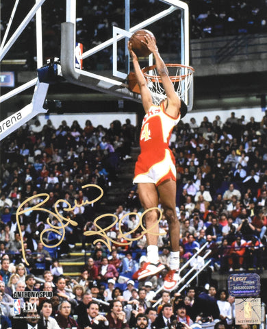 Spud Webb Autographed Alanta Hawks 8x10 Slam Dunk Photo - Prova *Gold