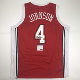 Autographed/Signed Larry Johnson UNLV Red College Jersey PSA/DNA COA