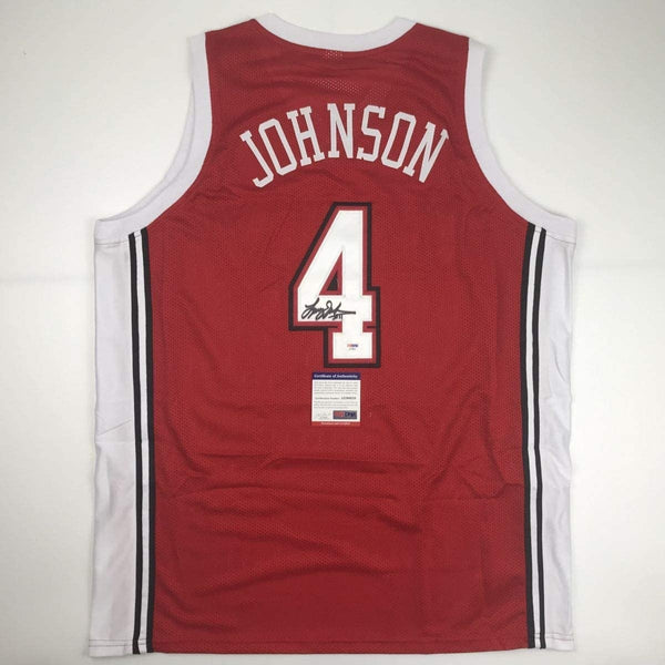 Autographed/Signed Larry Johnson UNLV Red College Jersey PSA/DNA COA