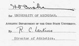 Fritz Crisler HOF Michigan Head Coach Signed/Auto Contract PSA BA199014