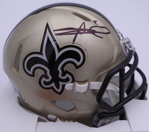 Alvin Kamara Autographed Saints Speed Mini Helmet (Smudged) Beckett QR #1W409015