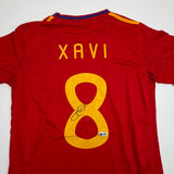 Autographed/Signed Xavi Hernandez Spain Red Soccer Jersey Beckett BAS COA 2