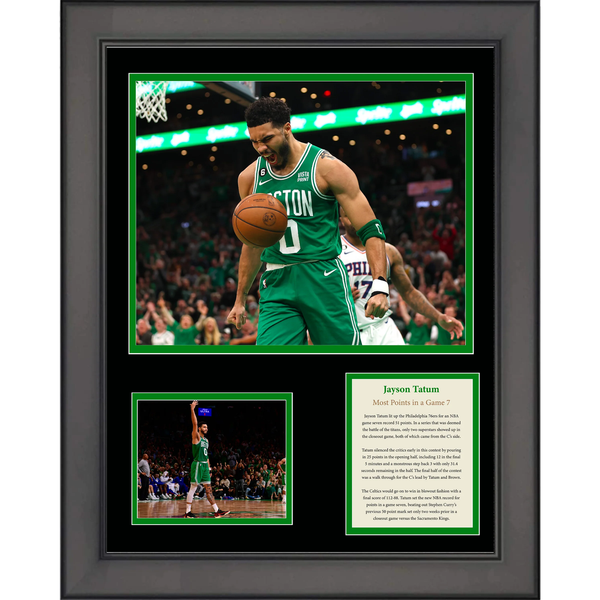 Framed Jayson Tatum NBA Record 51 Points in a Game 7 Celtics 12"x15" Photo