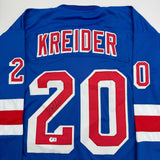 Autographed/Signed Chris Kreider New York Blue Jersey Beckett BAS COA