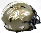 Justin Tucker Signed Baltimore Ravens Salute to Service Speed Mini Helmet-