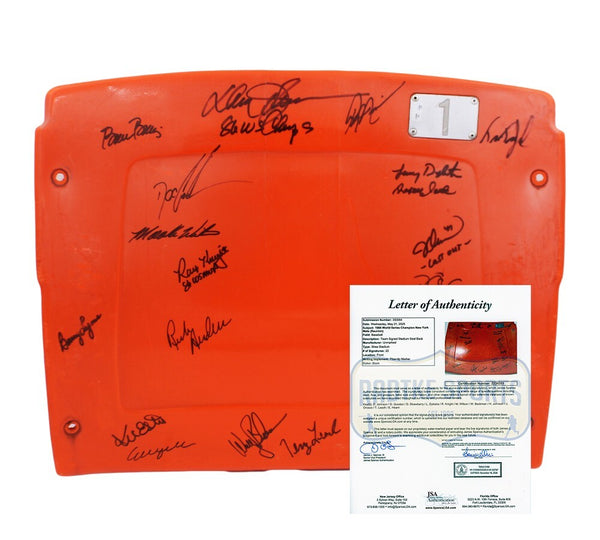 1986 NY Mets Alumni Signed Shea Stadium Orange Seatback- Ed Hearn, Dwight Gooden