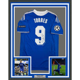 Framed Autographed/Signed Fernando Torres 35x39 Chelsea FC Blue Jersey COA